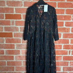 Brand New Women's Zara Black Sheer Long Sleeve Dress - Size M